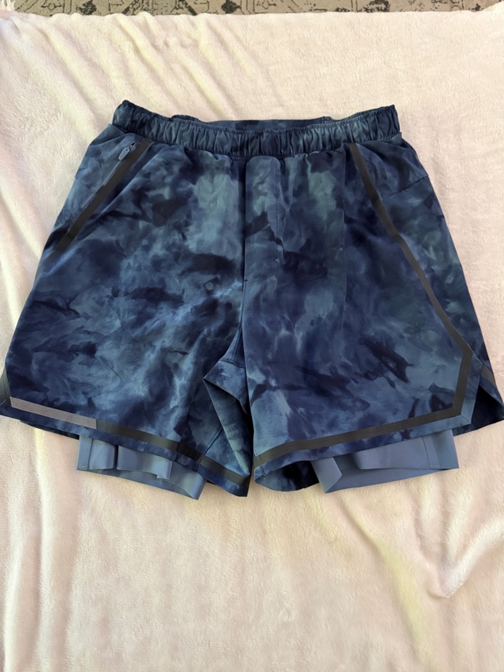 LULULEMON LAB SURGE SHORT 6" LINED ONYX BLUE / BLACK Tidal Wash, Size Medium